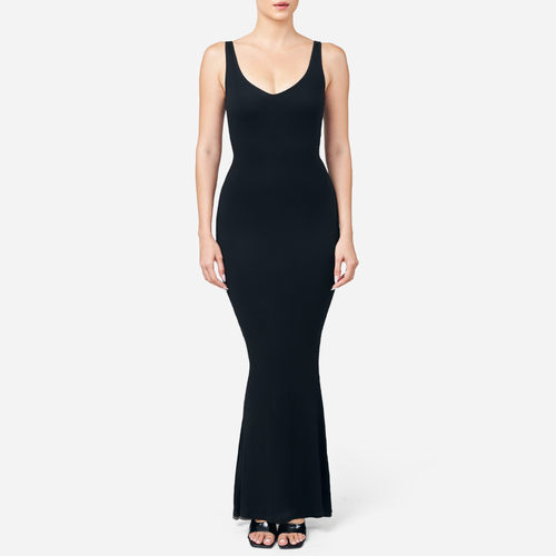 Sculpting Black Plunging Shapewear Maxi Dress