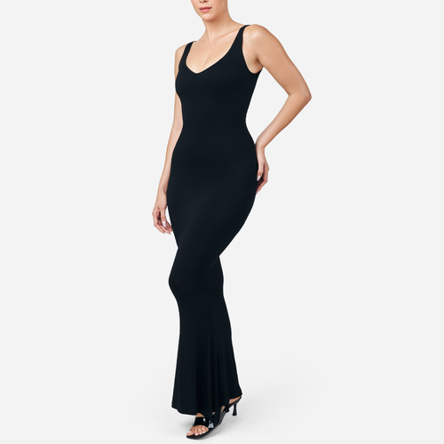 Sculpting Black Plunging Shapewear Maxi Dress