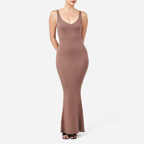Sculpting Taupe Strapless Shapewear Maxi Dress