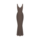 Brown evening gown on a white background