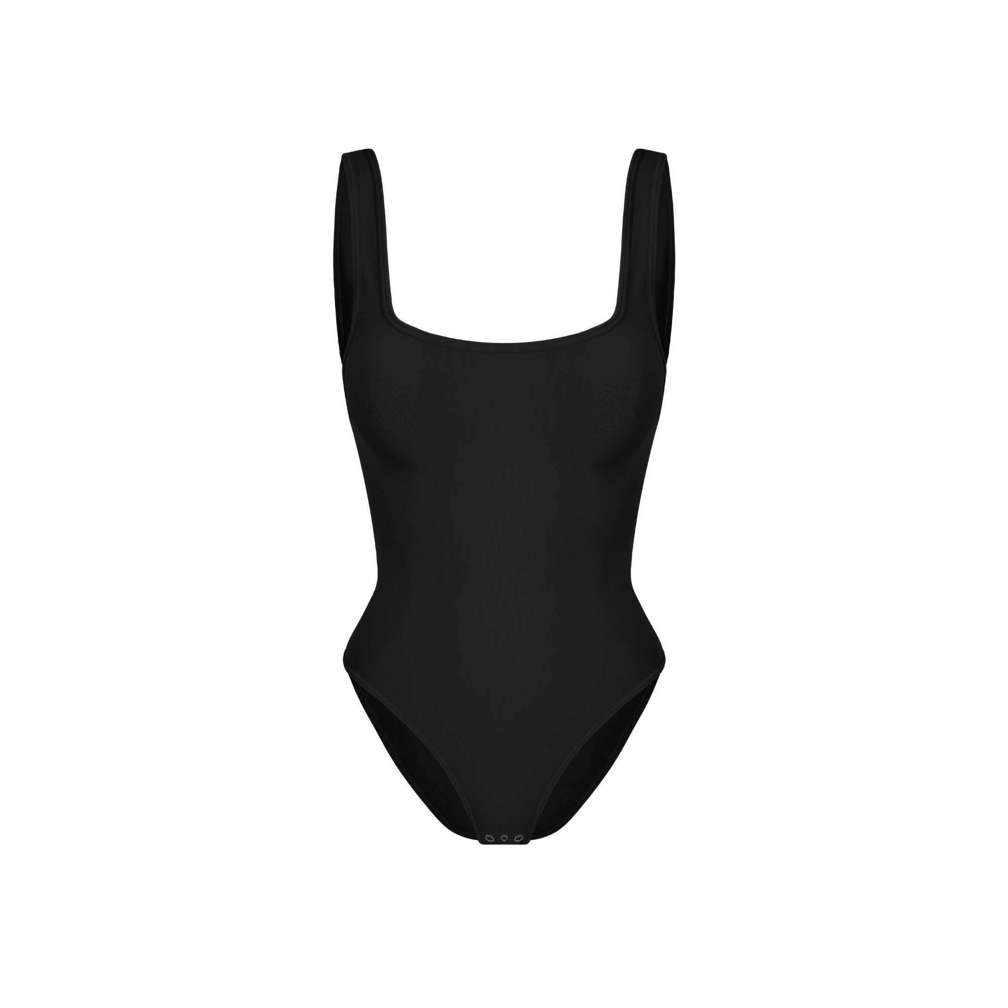 Front view of Black Square Neck Shapewear Bodysuit