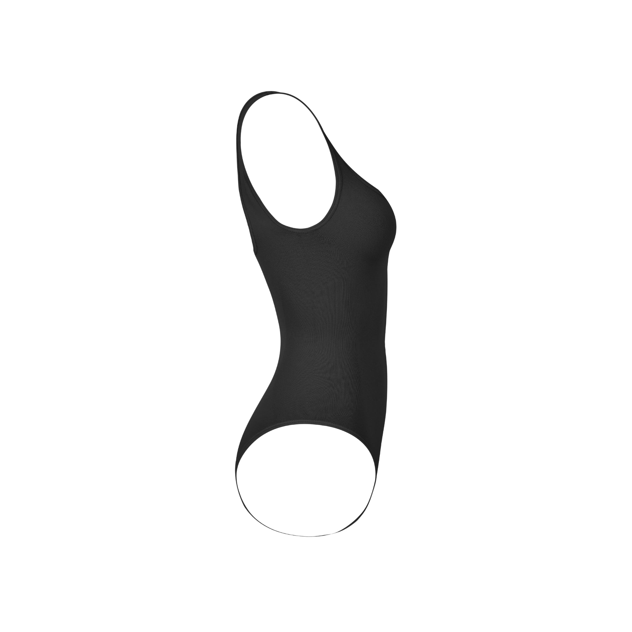 Side view of Black Square Neck Shapewear Bodysuit