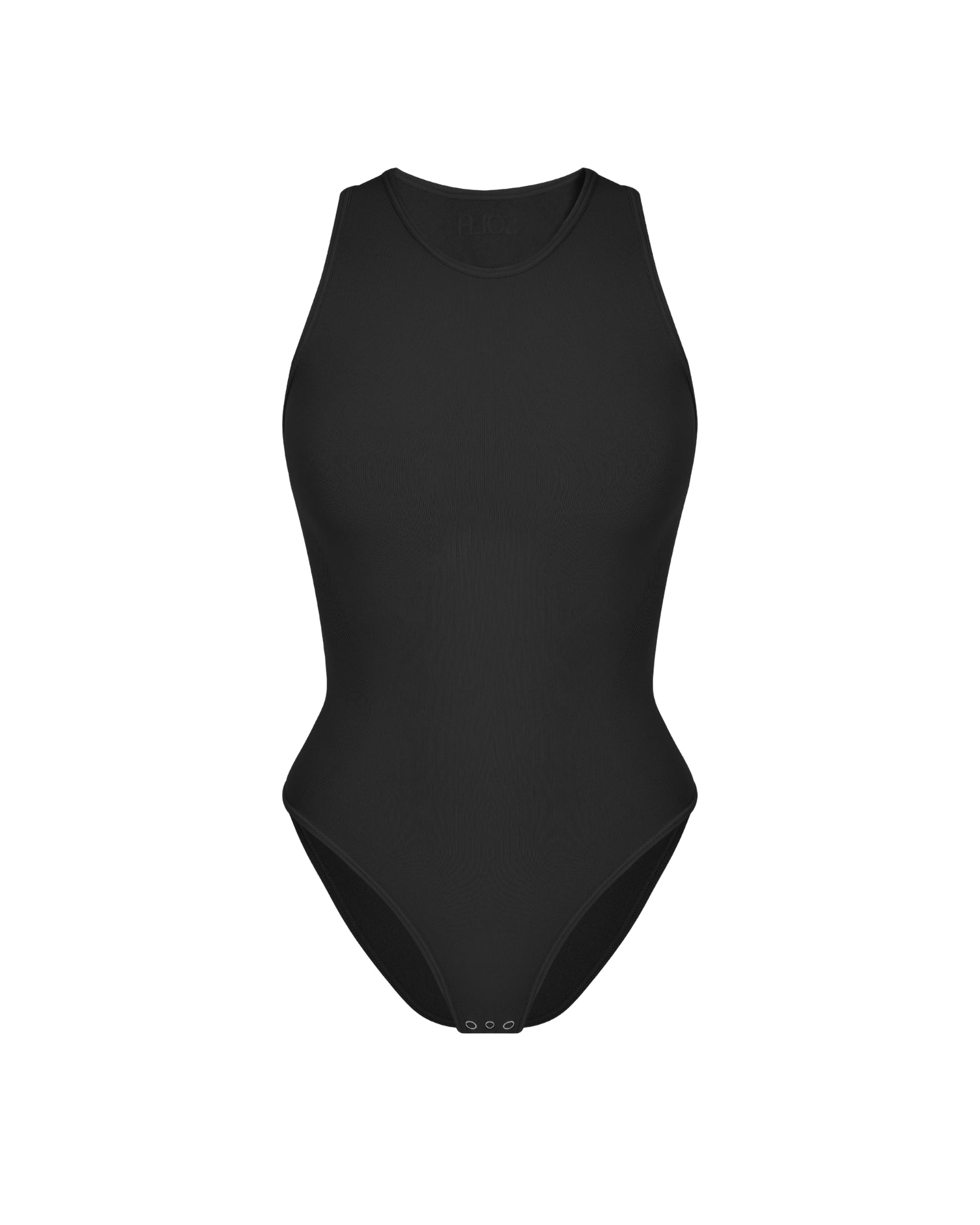 Front view of Black Halter Neck Shapewear Bodysuit