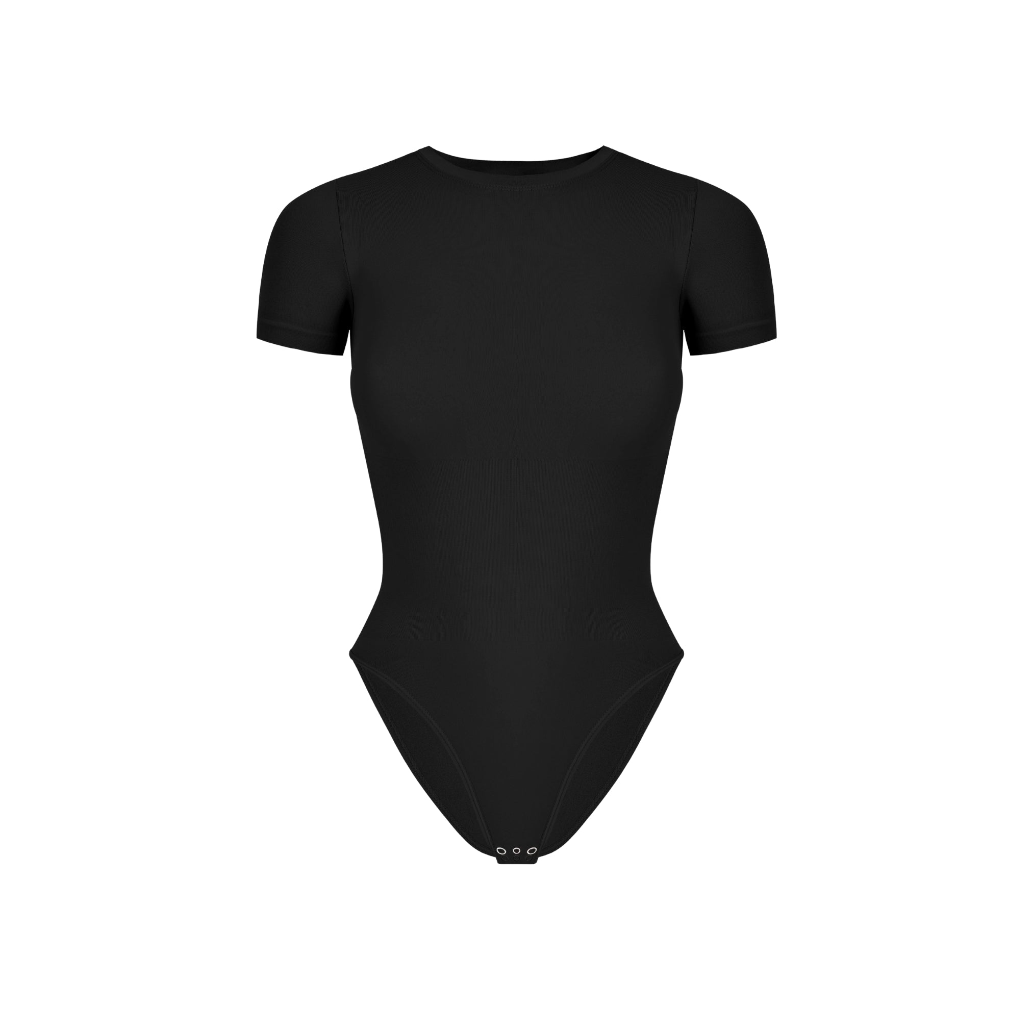 Front view of Black Shortsleeve Shapewear Bodysuit