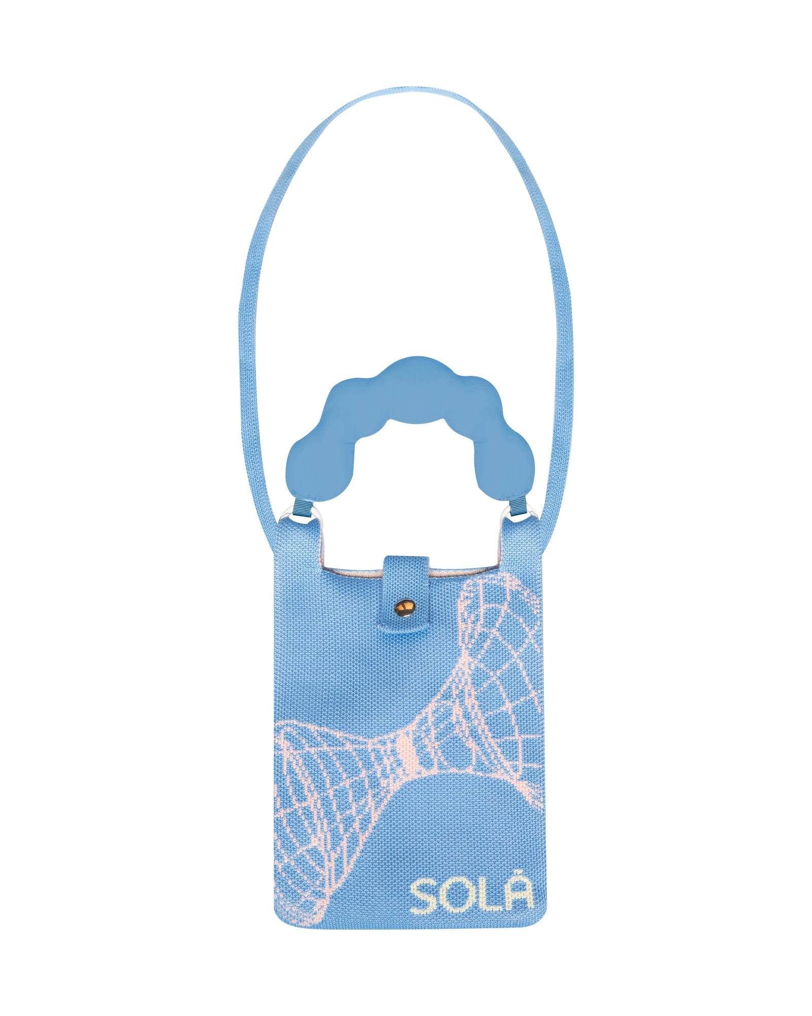 A close up view of Knitted Phone Bag