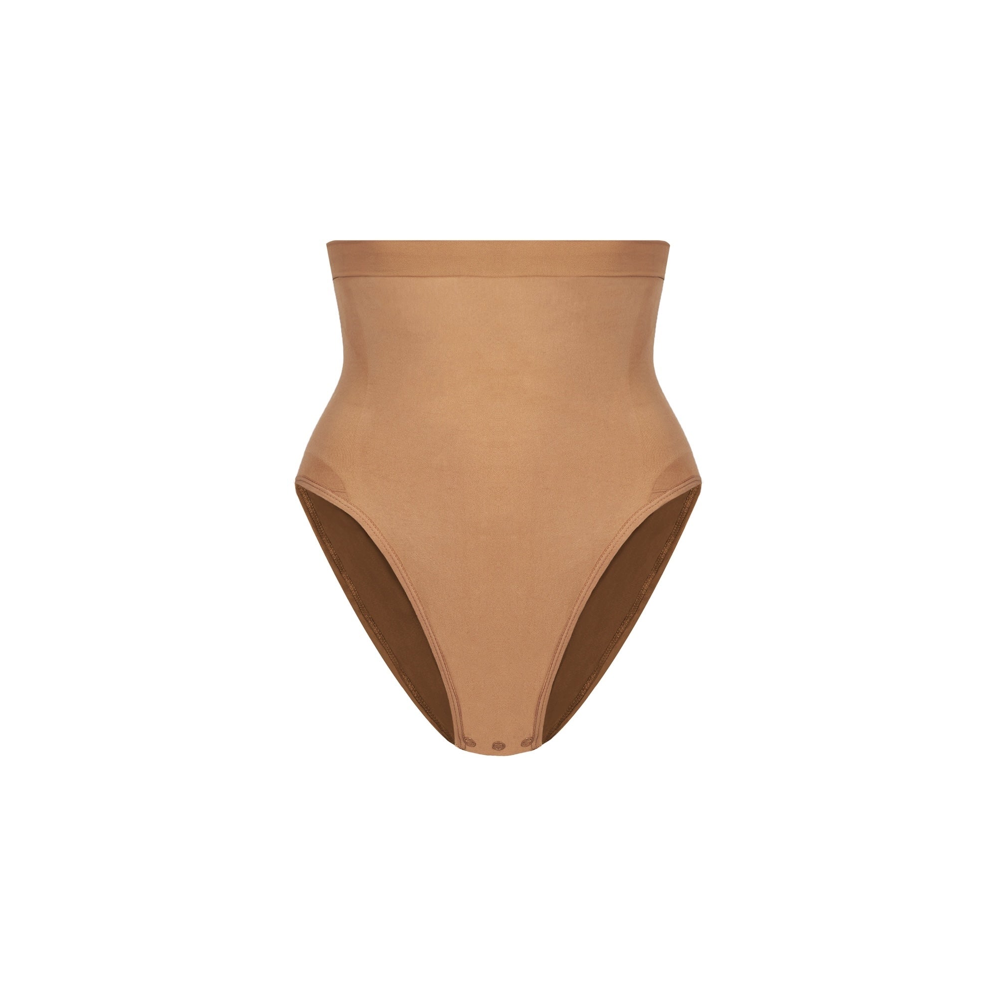 Tan high-waisted underwear on a white background