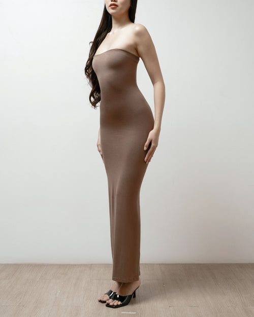 Sculpting Taupe Strapless Shapewear Maxi Dress
