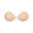 Beige strapless bra on a white background
